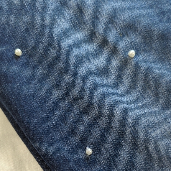 Express Dark Blue Skinny Jeans with Studs - Picture 2 of 9